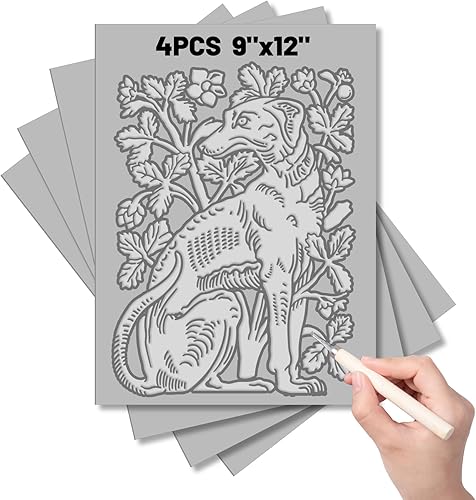 4 bloques de linóleo para grabado, herramientas de tallado de linóleo de 9 x 12 pulgadas, bloques de tallado de goma para proyectos de arte de