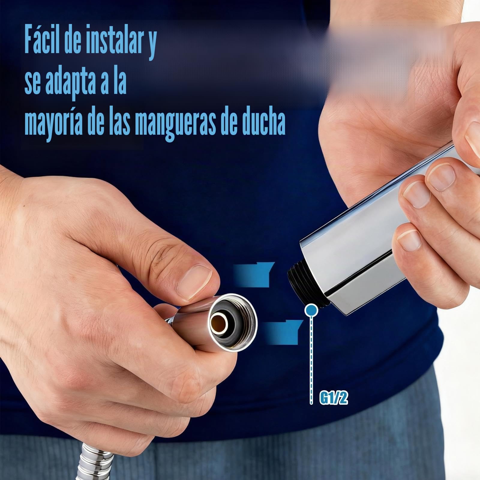 Krobec - Alcachofa de ducha de mano grande (130 mm) Cabezal de ducha de mano con 3 modos de chorro de ducha, juego de ducha premium.Chrome