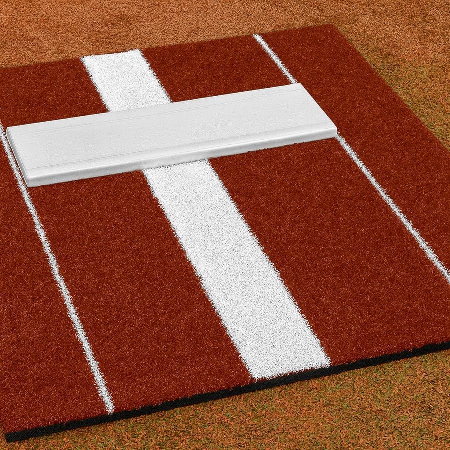 FORZA Compact Softball Pitching Mat [2ft x 3ft] | Portable Artificial Turf Mat with Regulation Pitching Rubber & Power Stride Line