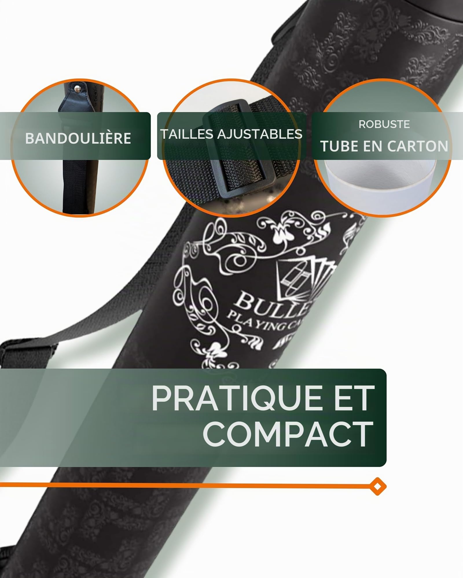 Bullets Playing Cards | Tapis de Poker Vert Casino Design 200x100cm | Surface Lisse Antidérapante, Qualité Casino, Lavable & Hydrofuge