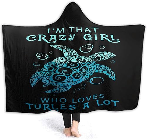 Love Turtle - Manta con capucha para adultos, Navidad, cumpleaños, regalos para mujeres y hombres, poncho con capucha de animales marinos, 50 x 60