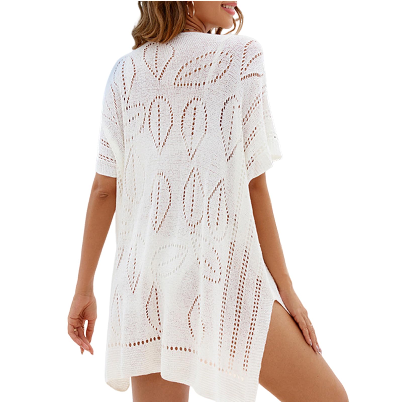 Vestito da spiaggia all'uncinetto, con cravatta frontale, copricostume da bagno da donna, per feste in spiaggia