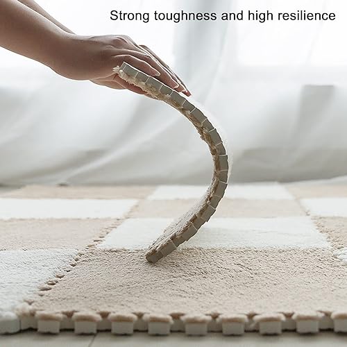 Miniatura 3 de Azulejos de felpa entrelazados de 12 x 12 pulgadas, tapete de espuma de 0.394in de grosor, tapete de juego de rompecabezas, tapete de suelo suave