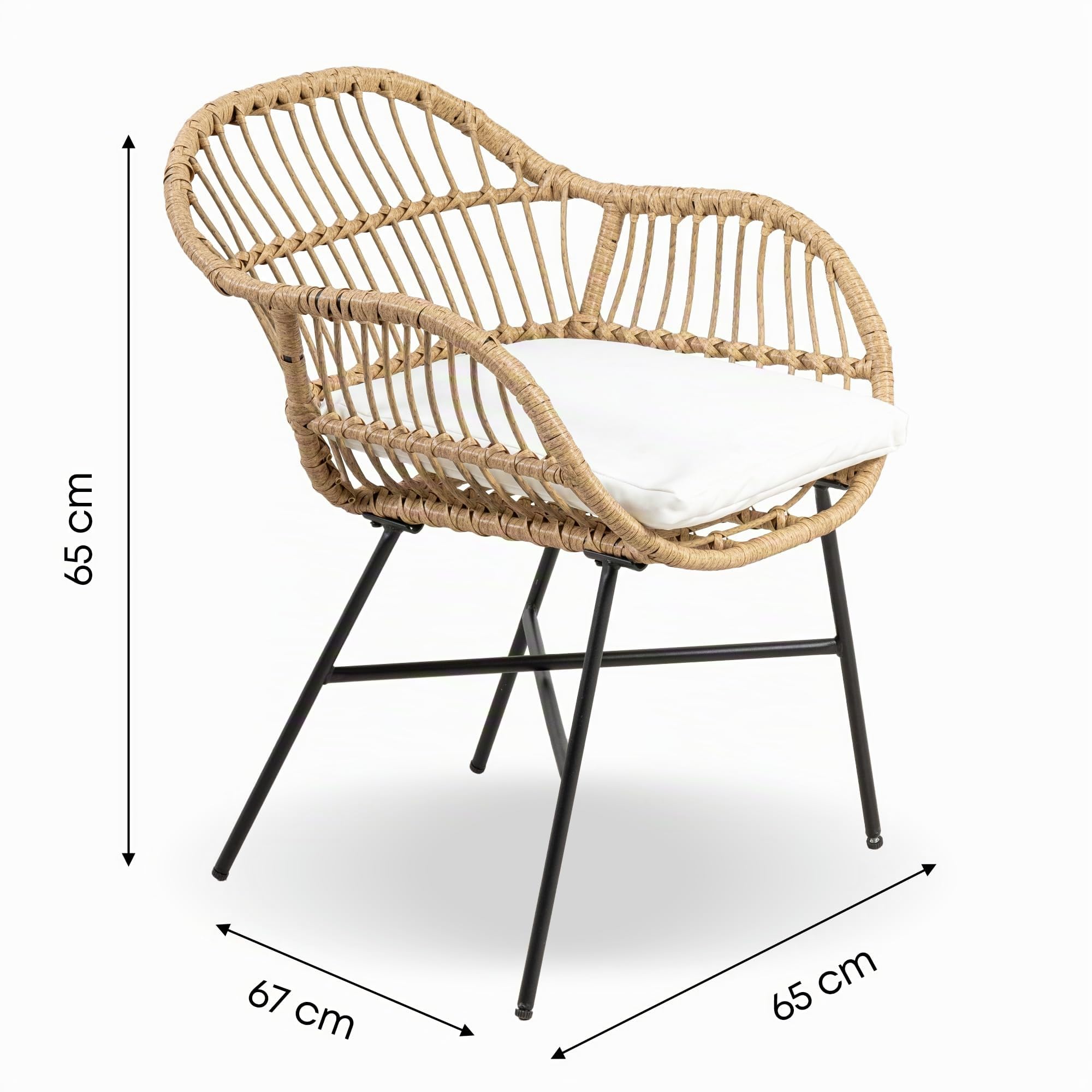 Salottino Da Esterno Set Bistrot Poltrone E Tavolino Elegante In Rattan Terrazzo Balcone Giardino Telaio In Acciaio Tavolo Salotto Con Piano In Vetro Con 2 Sedie Con Comodi Cuscini - Malang