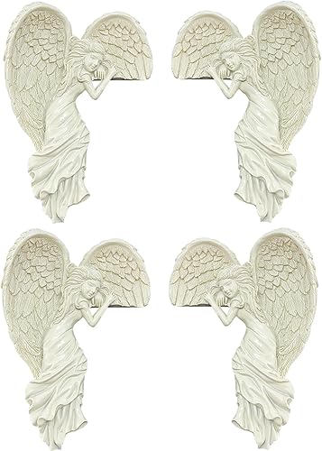 YHan 4 piezas de decoración de marco de puerta de ángel, decoración de pared de alas de ángeles, decoración de pájaros, estatuas de ángel para el