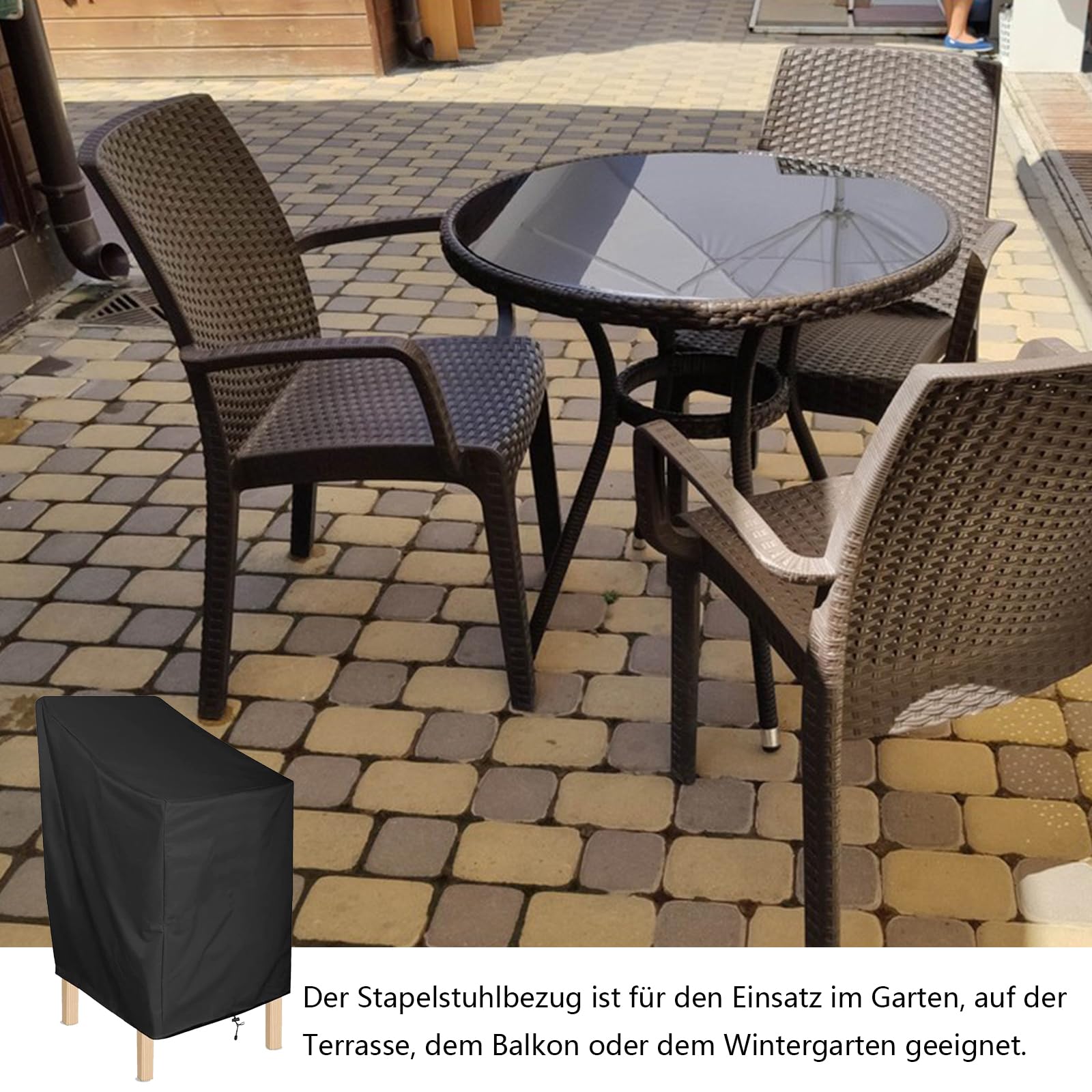 Pokrowiec na krzesło ogrodowe, możliwość układania w stos, 72 x 72 x 120 cm, pokrowiec na krzesła ogrodowe, pokrowiec na krzesło ogrodowe z tkaniny Oxford, nadaje się do krzeseł balkonowych z