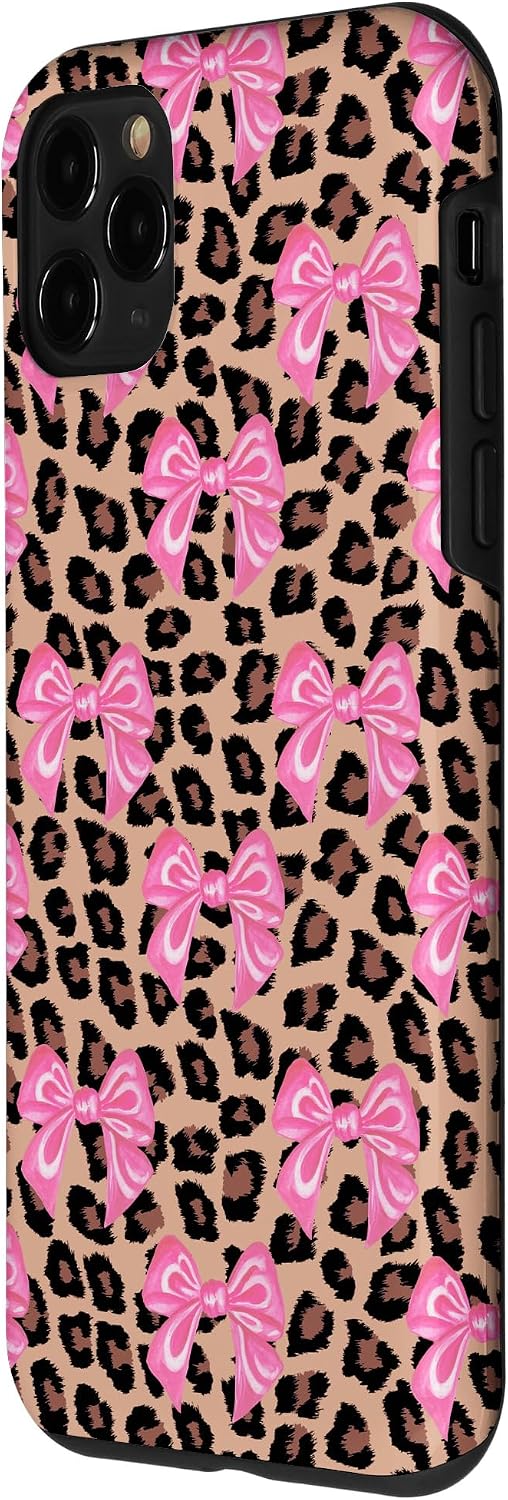 Leopard Pink Bow Cheetah Animal Print Coquette McBling Cute Case for iPhone 11 Pro