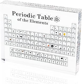 3D Periodic Table with Real Elements Inside - Acrylic Periodic Table of Elements(6" x 4.5"), Desk Ornament for Any Fan of Science, Help to Memorize The Periodic Table by Actual Elements Displayed