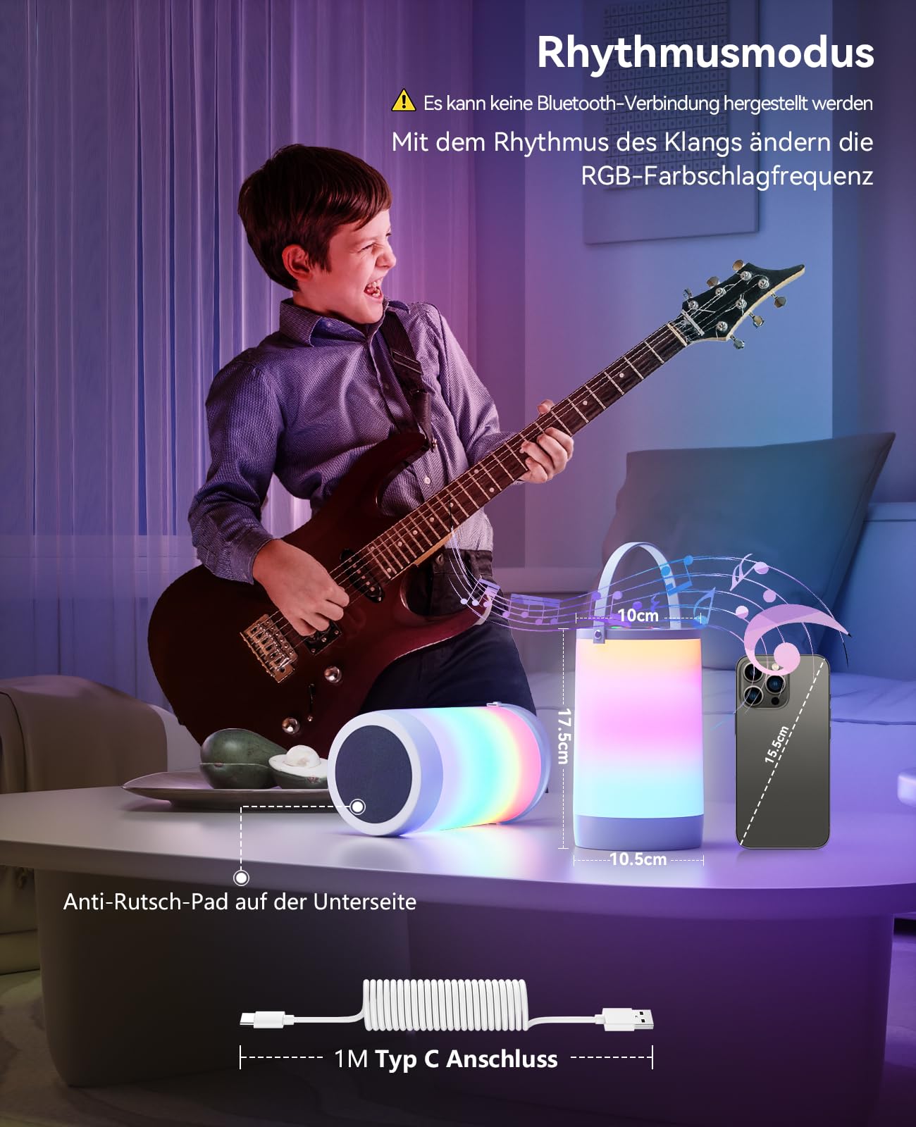 Hensam LED Tischlampe Kabellos Outdoor, Nachttischlampe Akku für Schlafzimmer, Stilllicht Ohne Kabel, Tragbares, 2200mAh, Schlaflicht Dimmbar Rot und 3000K