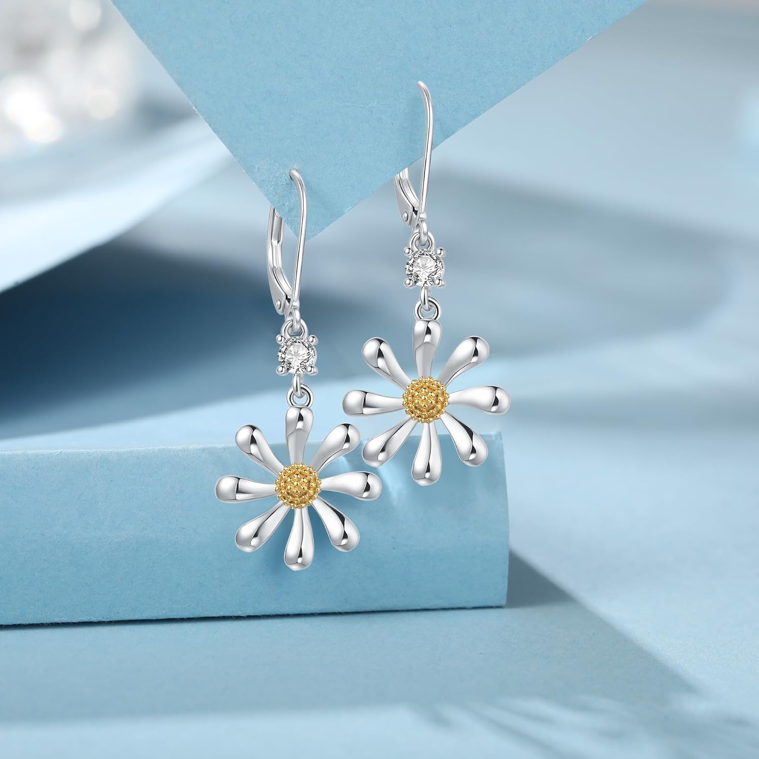 Scottish Thistle/Daisy Earrings Jewelry Sterling Silver Purple Thistle Flower Dangle Earrings Gifts for Women - Image 4