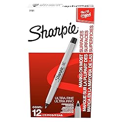 Sharpie Permanent Markers, Ultra Fine Tip, Black, 12 Count - For Classroom, Office, Home, Quick Drying, Fade Resistant, For Wood, Plastic, Paper, Metal, Ideal for Posters, Drawing, Coloring