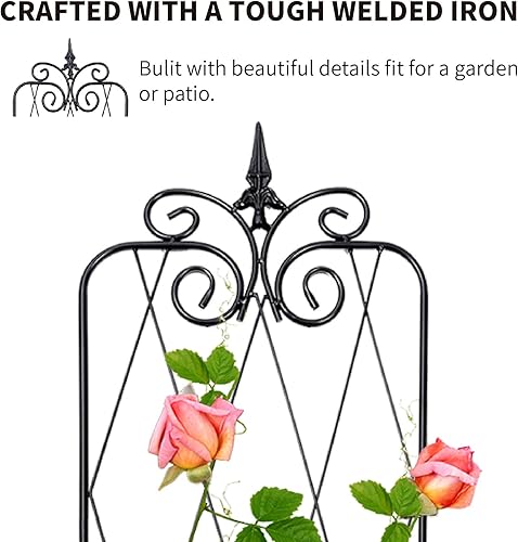 Miniatura 3 de SCENDOR Paquete de 2 enrejados de 71 pulgadas de alto x 15 pulgadas de ancho, enrejado negro para plantas trepadoras, marco de metal resistente para