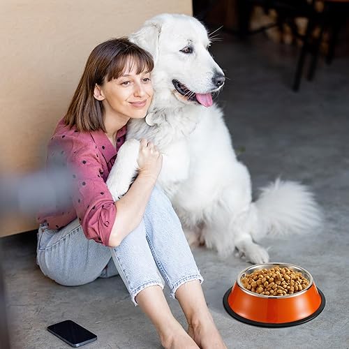 Miniatura 4 de Roshtia 6 cuencos de acero inoxidable de 30 onzas para perros con base de silicona antideslizante, apilable, cuenco para agua y comida, platos para