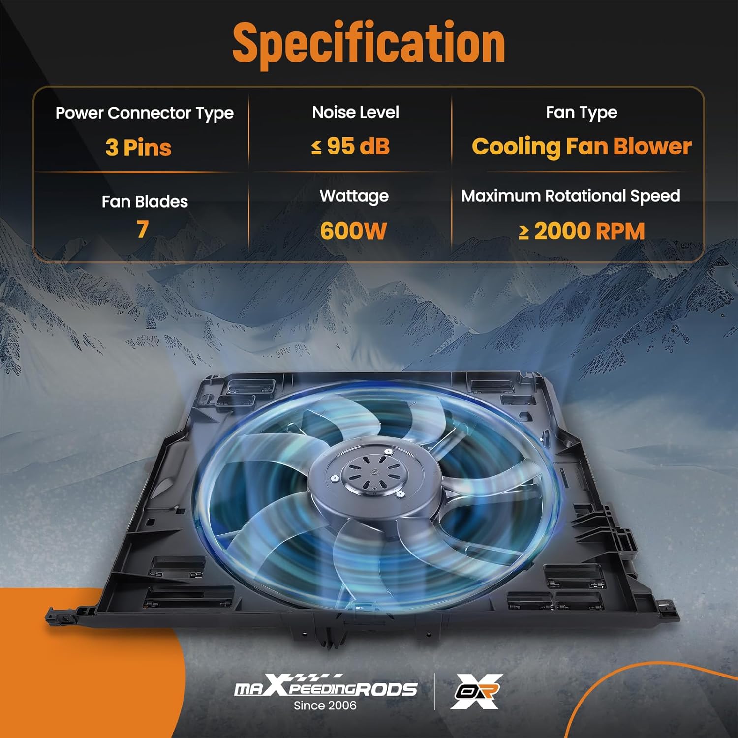 maXpeedingrods Engine Radiator Cooling Fan Assembly for BMW 528i 530i 535i xDrive 640i 740i 740Li 2009-2015 Replacement 17428509741 17427599493 600W
