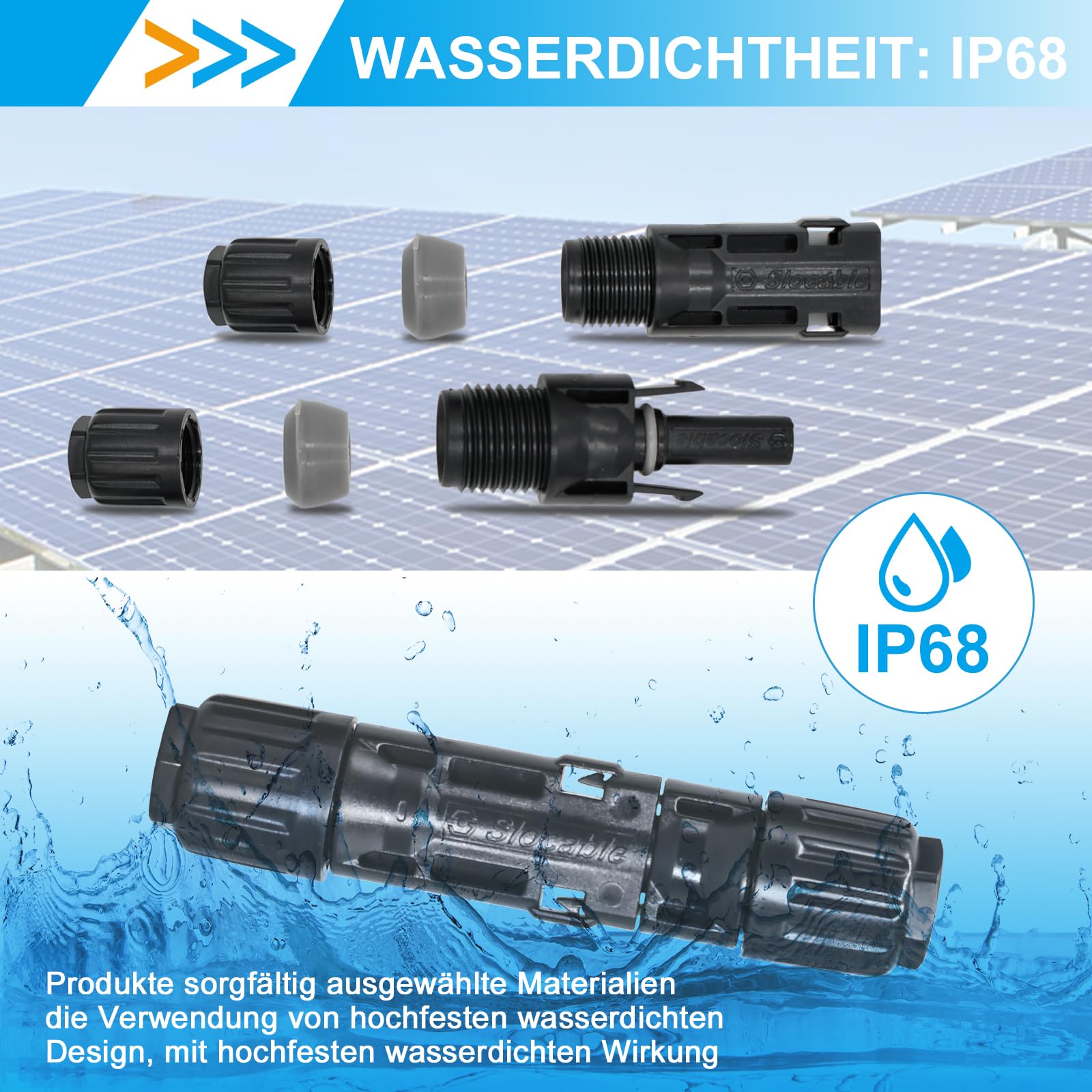 Spina solare da 10 mm², IP68, impermeabile, 1500 V, connettore solare maschio/femmina per cavo solare da 8 AWG, 5 coppie (8 AWG)