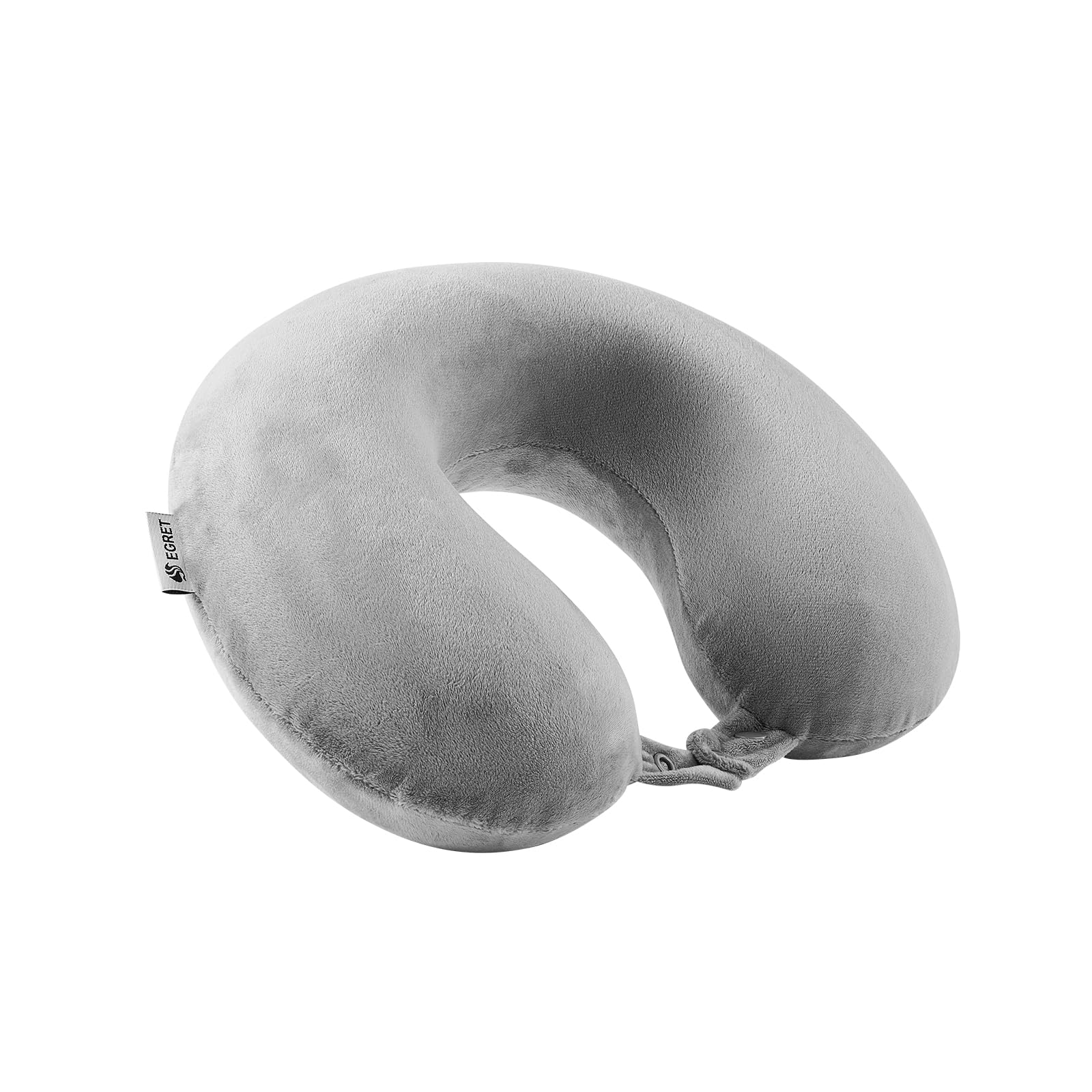 Grey Egret Memory Foam Neck Pillow For Travel - Ergonomic Support For Head, Neck & Chin - Comfort For Airplane, Car, Office (Grey)
