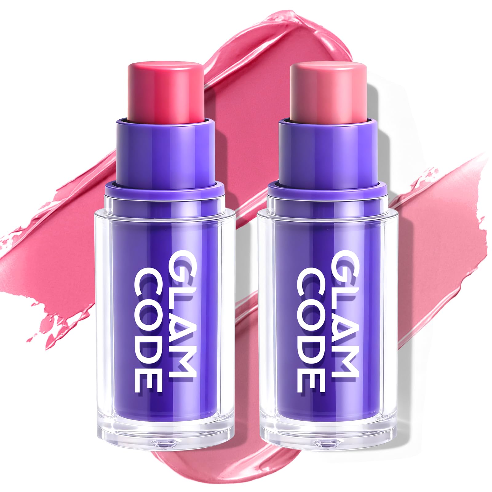 Glam Code Rose Blush for Cheeks - Face Makeup Stick for Eyes, Lips & Cheeks, Dual-Color Multi-Use Cream Blush Balm Set with Natural Flush, Hydrating & Long-lasting丨Vegan & Cruelty-Free - 03# Blush #03