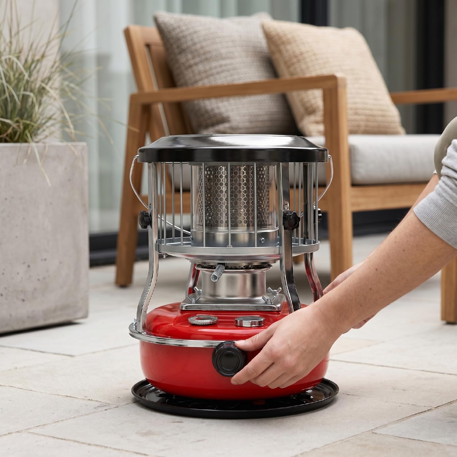 Zunate Kerosin-Heizung, Tragbare Kabellose Raumheizung 4,6 L, Höhenverstellbare Kerosin-Heizung für Drinnen und Draußen, Camping, Zelt, Eisfischen (Rot)