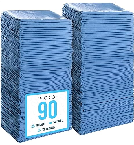 SIMPLI-MAGIC Cotton Shop Towels 14"x12" (90 Pack) – Reusable Cleaning Shop Rags for Automobiles, Industries, Garage and Homes (Blue)
