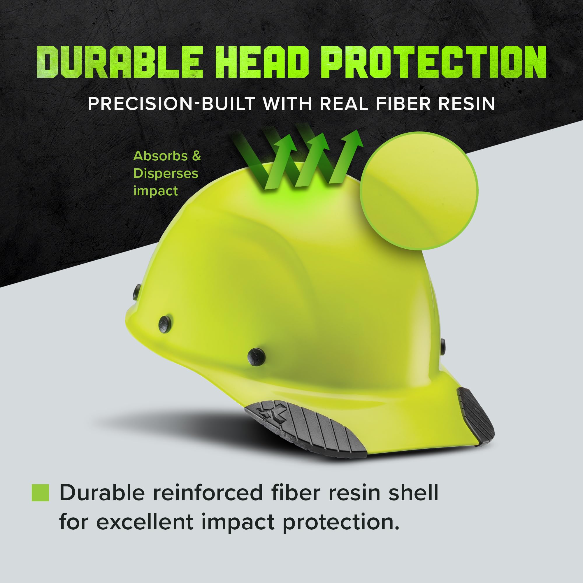 LIFT SAFETY Dax Carbon Fiber Cap Style Hard Hat – 6-Point Suspension, Synthetic Leather Liner, Ratchet Fit