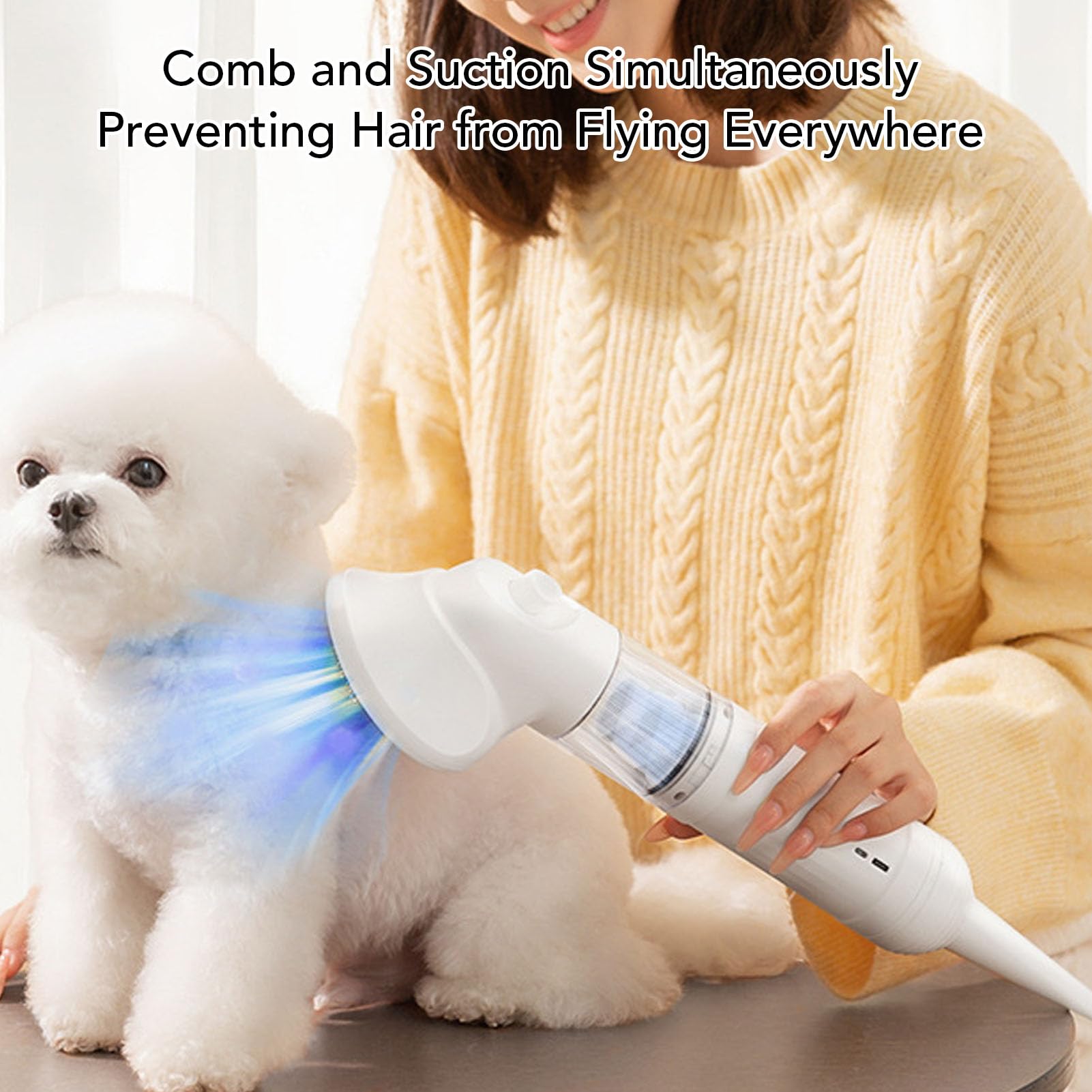 Srliya Aspiradora de Aseo para Mascotas, Cepillo para Quitar Pelo de Mascotas, Kit de Aseo para Perros, Limpieza Automática, Aspiradora, Depilación en Alfombras, con Batería de Iones de