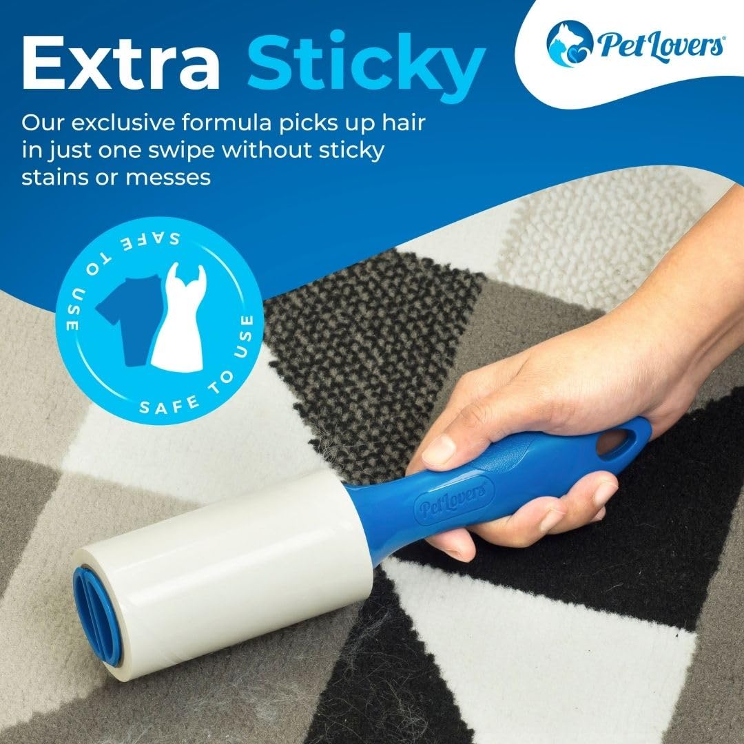 PetLovers Extra Sticky Lint Roller Value Set 240 Sheets for Pet Hair Removal Dog and Cat Lint Remover 4 Pack (2 Rollers and 2 Refills) - Image 2