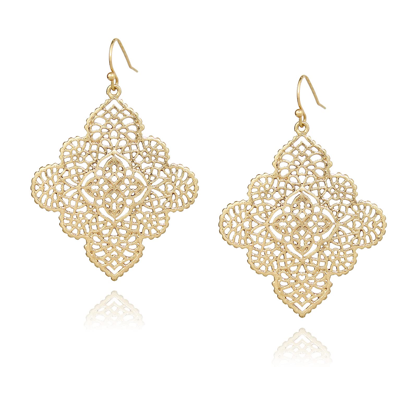POMINA Floral Celtic Filigree Gold Dangle Drop Earring Boho Fashion Geometirc Filigree Earrings for Women