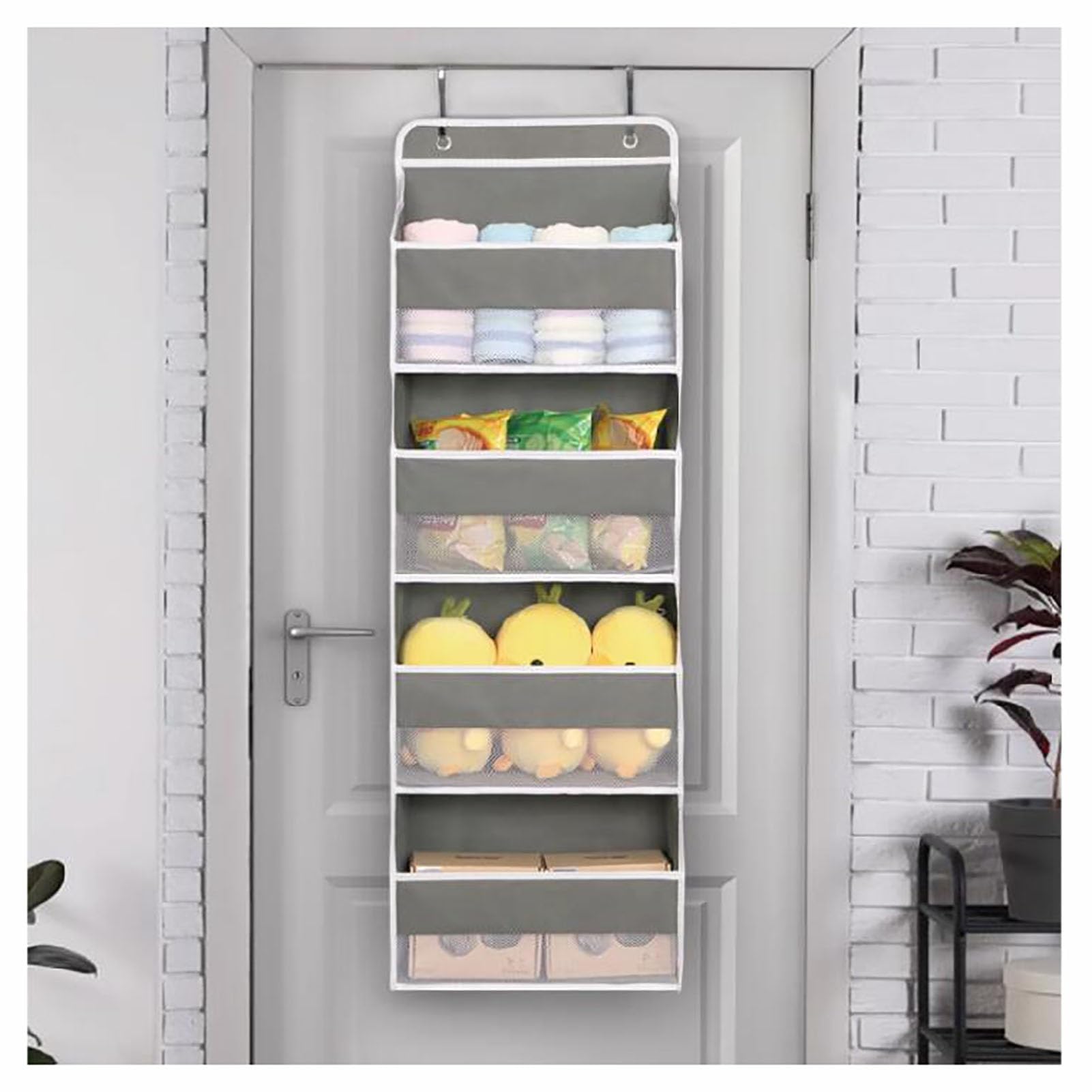 Over The Door Organizer with，Over The Door Storage ， No Sagging Closet Organizers and Storage ，Versatile Nursery Hanging Organizers for Home Dorm (Color : Gray-4tier-38x17x116cm)
