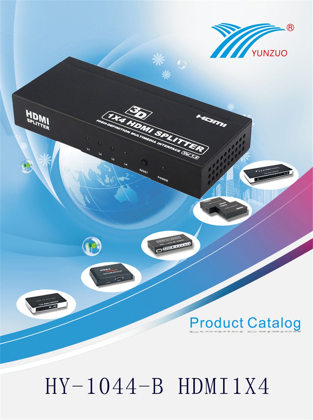 HDMI Matrix Switch ，Dispensatore Hdmi, Splitter HDMI a 4 porte Splitter 1x Distributore HDMI 1.4 in uscita 1,44 per 4Kx2K Full HD 1080P