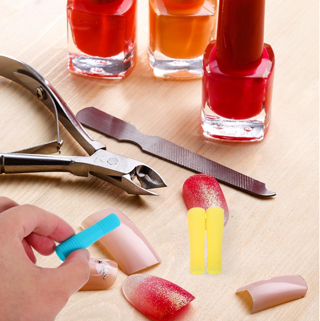6 Pairs Silicone Cuticle Cutter Handle Covers Anti-Slip Nail Trimmer Protection Sleeves for Manicure Scissors Professional Salon and Home Use
