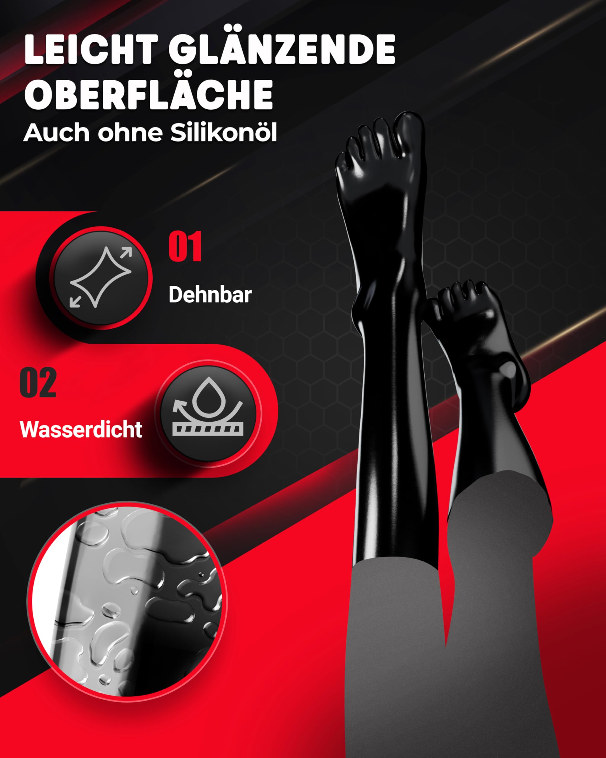 Rubberfashion Latex Zehensocke lang - Latex Zehen Socken wadenlang - Latex Strüm