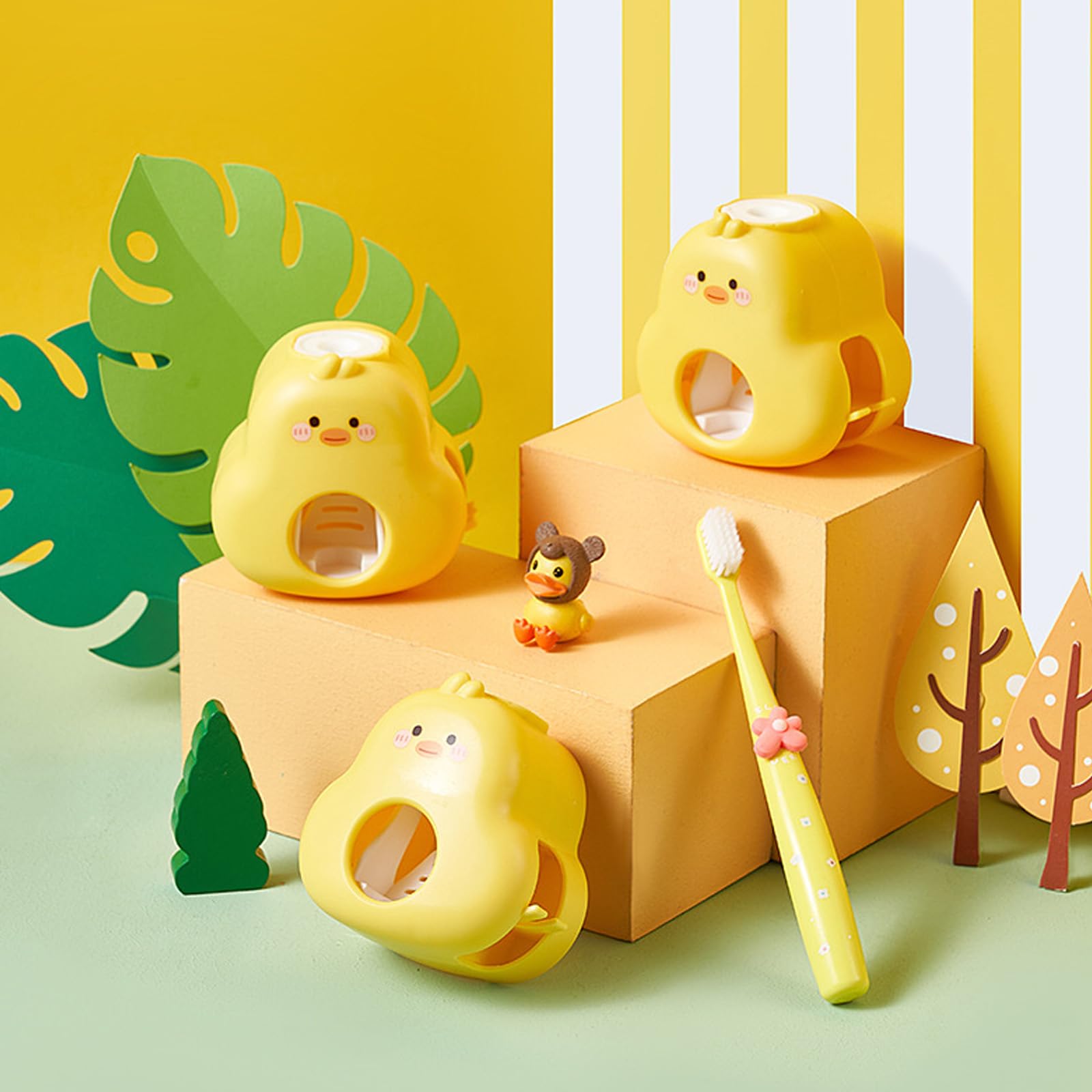 Wandmontierter Automatischer Squeeze Zahnpastaspender Cartoon Ente Badezimmer Organizer Zahnbürstenständer Für Kinder Und Erwachsene Reise Zahnpasta Quetscher Für Hygiene