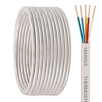 Vista 15 de Cable para termostato - 18/5 10 pies de cobre sólido, calibre 18, 5 conductores, cable de circuito de potencia para equipos de calefacción y aire