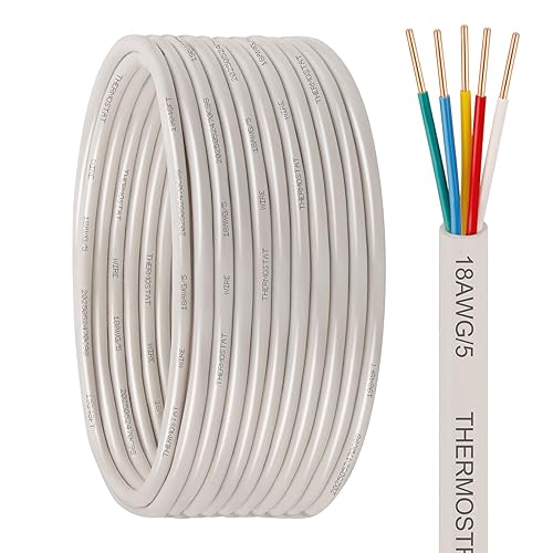 Miniatura 15 de Cable para termostato - 18/5 10 pies de cobre sólido, calibre 18, 5 conductores, cable de circuito de potencia para equipos de calefacción y aire
