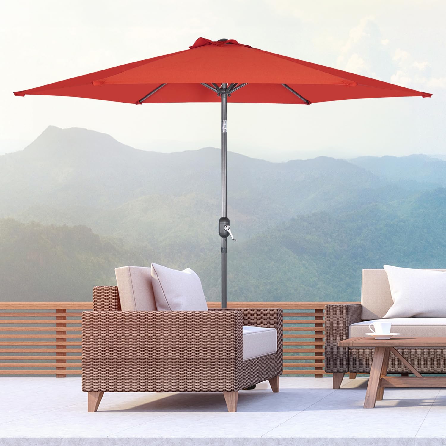 Angel Living 270cm Parasol Manivelle Inclinable Parasol de Jardin, Empêche de La Lumière Solaire Directe et Anti-ultraviolet, Parasol pour Patio et Jardin, Toile pour Balcon Patio Terras