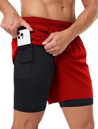 Men's 2 in 1 Athletic Running Shorts Quick Dry 5 Inch Lightweight Workout Gym Shorts with Liner and Pockets