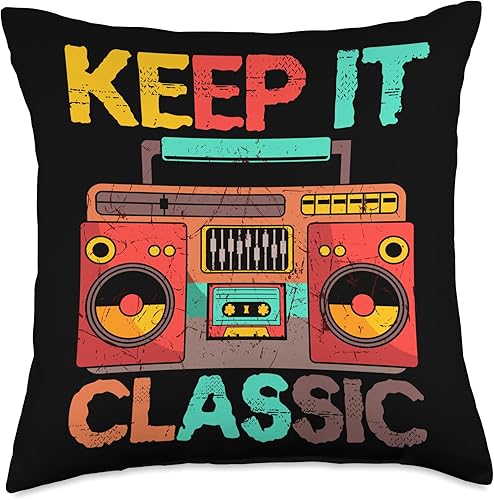 Keep It Classic Radio 80s 90s Retro Vintage Cassette Player Almohada