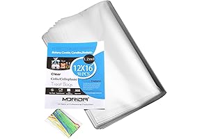 MORIDA Cellophane Treat Bags: 50-Pack of 12x16inch Clear Flat Bags for Gift...