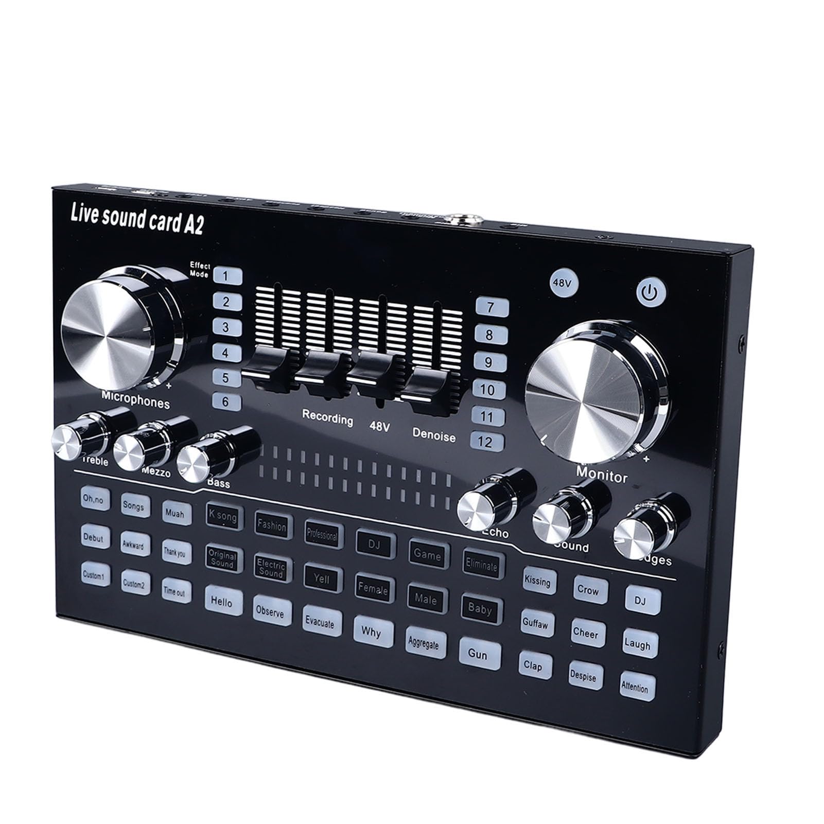 Mezclador de Audio de Tarjeta Sonido en Vivo, Equipo Podcast Interfaz Audio Bundle PC Teléfono Móvil Universal con Procesamiento Avanzado para la Transmisión Grabación 48V, Sonido Superior