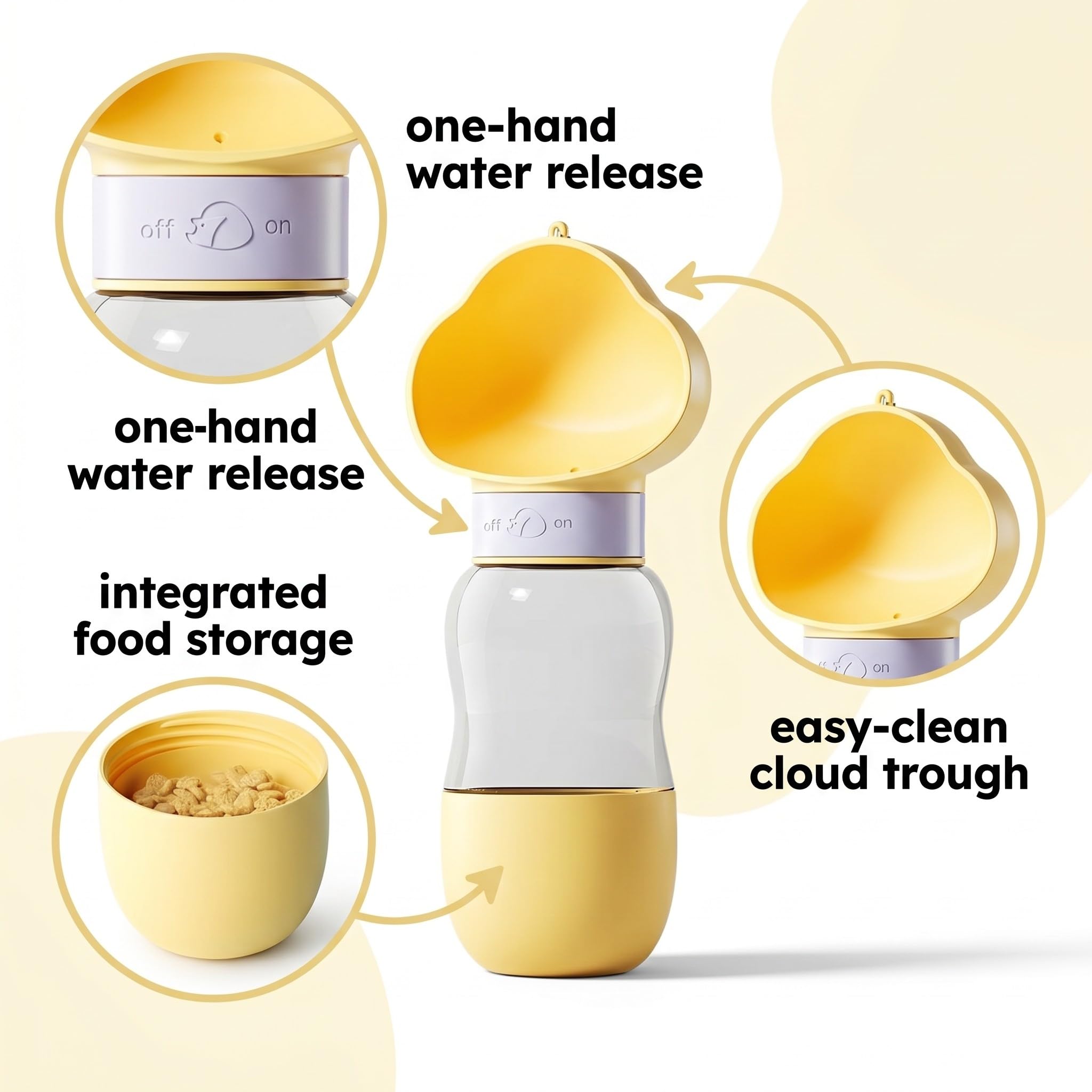 Botella para Mascotas 3 en 1, Botella de Agua para Mascotas, Botella de Viaje para Perros y Gatos, Botella de Agua Portátil, 350ml para Agua y 200ml para Comida