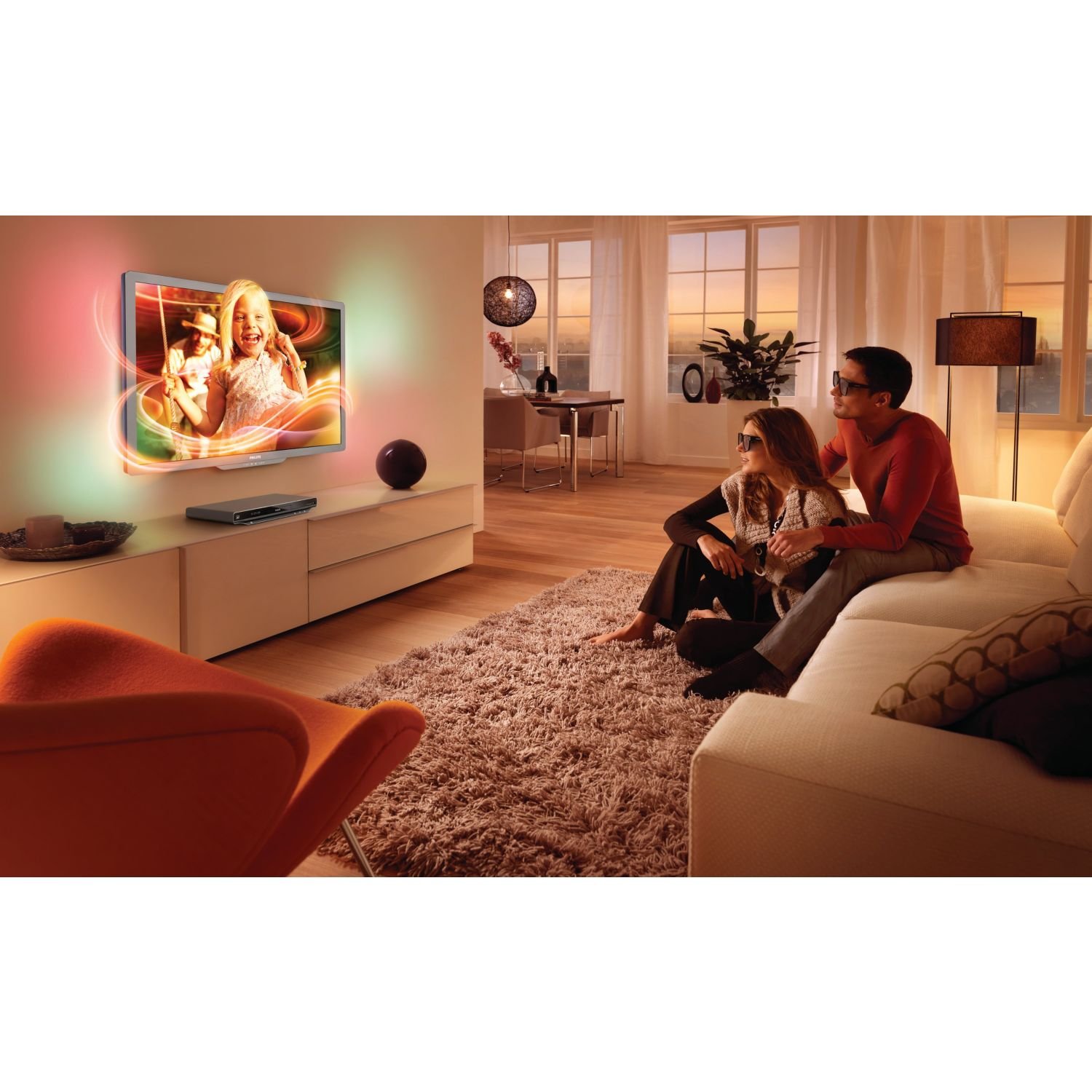 Philips 42PFL7606K/02 TV LCD 42" (107 cm) avec rétro-éclairage LED Technologie Ambilight 3D Full HD Technologie PMR 400 Hz Tuner TNT DVB-T/C/S Smart TV Gris argent (Import Allemagne)