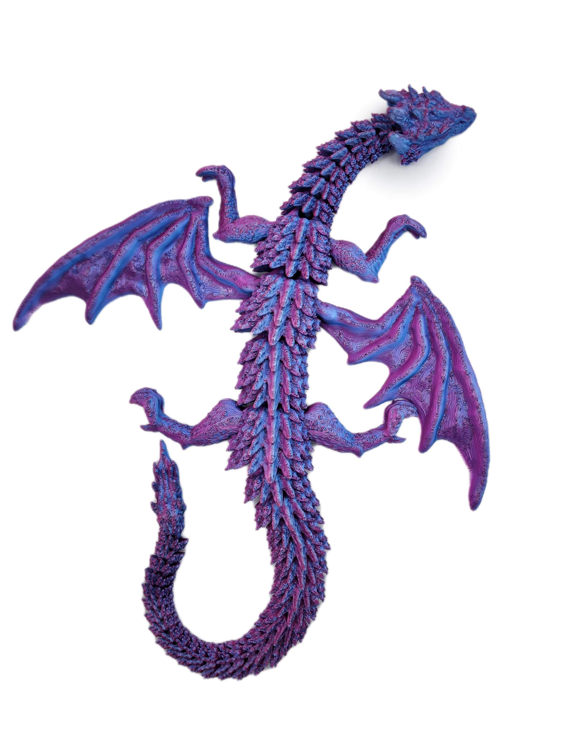 Articulating Flying Dragon 3D printed (Rosy red/Blue)