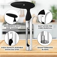 Vista 2 de Zulay Kitchen Herramienta Premium para Descorazonar Manzanas - Hojas Ultra Afiladas de Acero Inoxidable y Serradas para Descorazonar Fácilmente