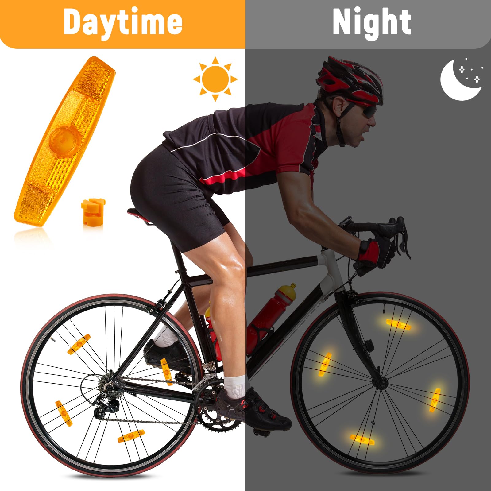Rixotix 12 Stück Speichenreflektoren Katzenaugen Fahrrad Reflektoren Set Reflektor Fahrrad Rückstrahler für Speichen Fahrradspeichen Fahrradreflektoren Speiche Sicherheit für Mountainbike Rennrad Sport & Freizeit