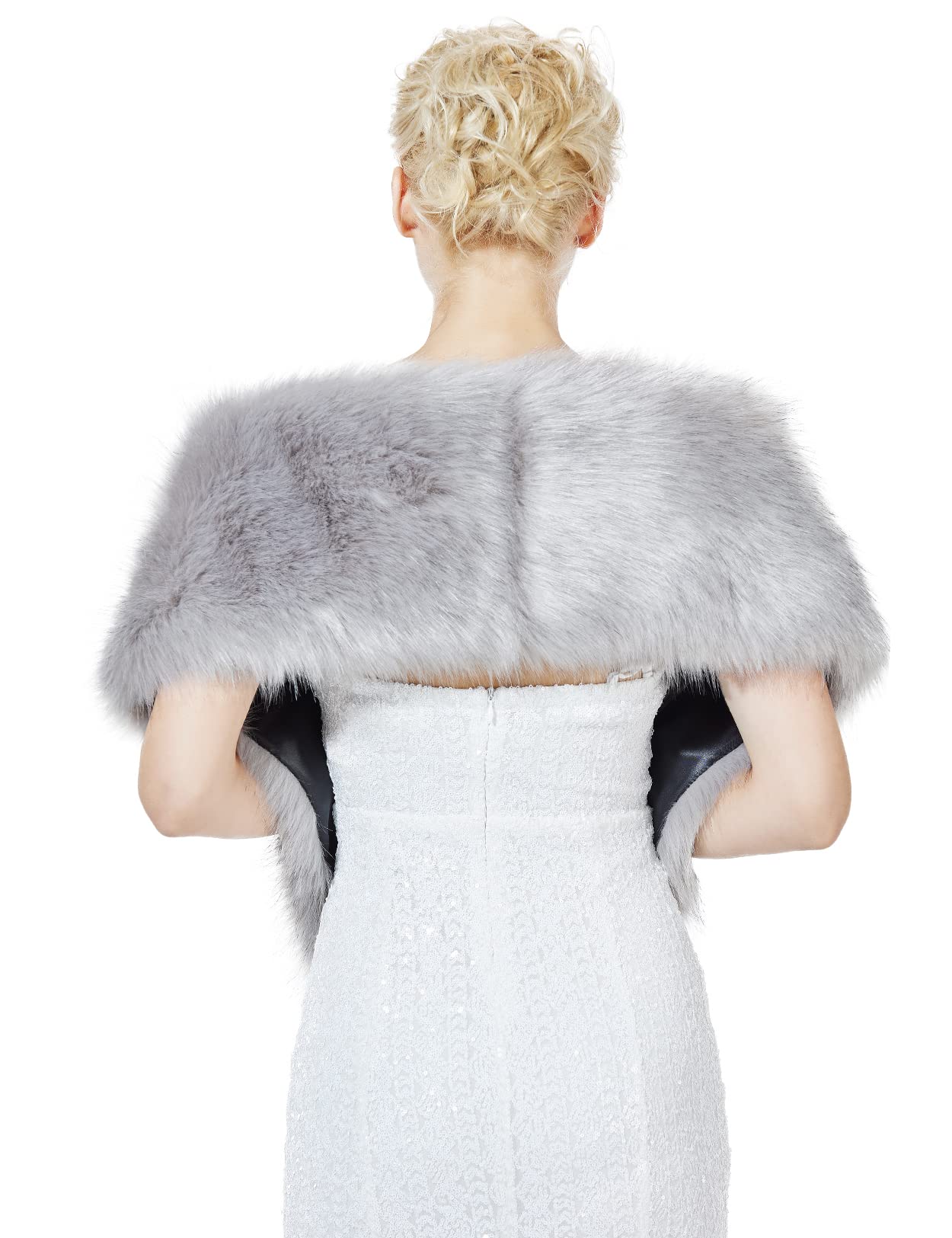BEAUTELICATE Chal de Piel Sintetica Mujer Niñas Bufanda de Pelo Abrigos de Piel para invierno Boda Fiesta Cosplay