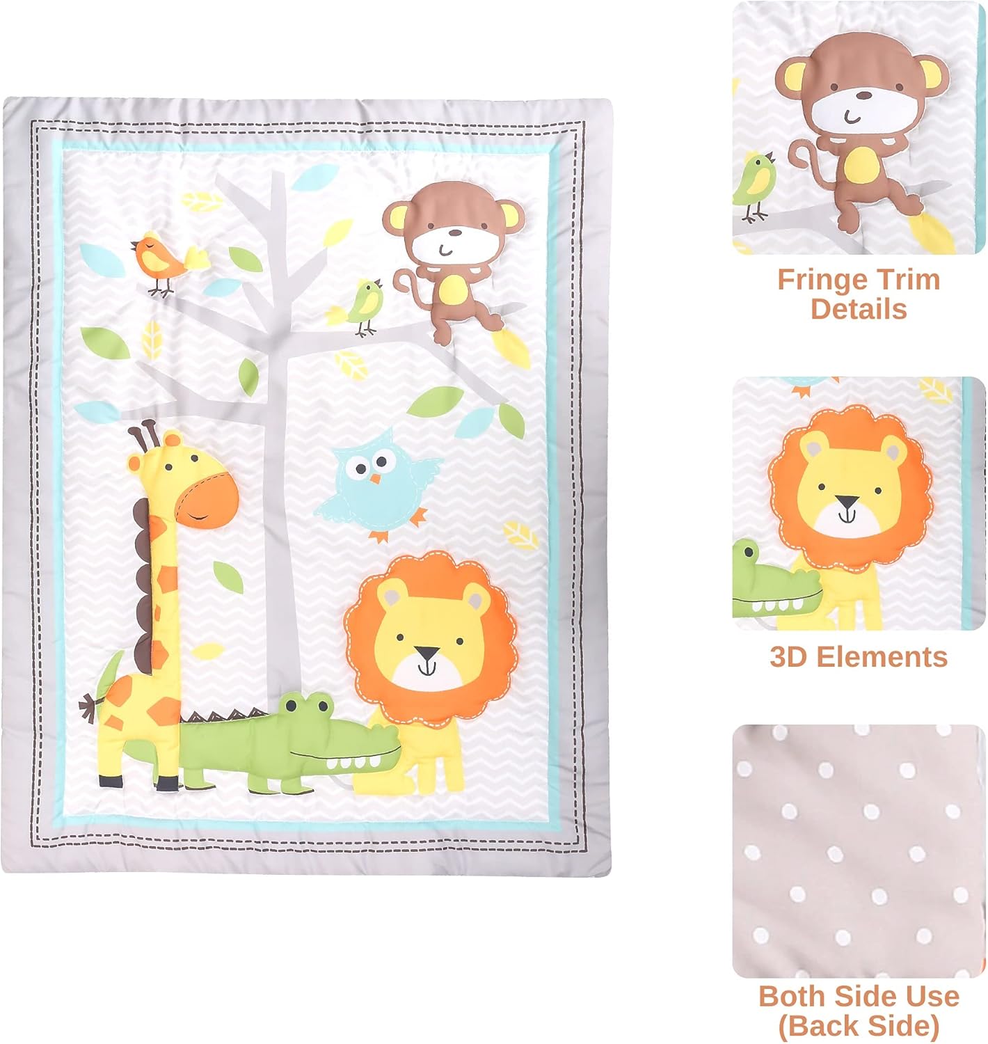 Baby Bees 3 Pieces Jungle Party Crib Bedding Sets for Boys and Girls | Baby Bedding Set of Crib Fitted Sheet, Quilt for Standard Size Crib : Baby