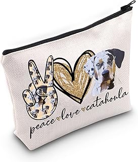 WZMPA Catahoula Leopard Dog Makeup Bag Catahoula Leopard Dog Mom Gifts Peace Love Catahoula Zipper Pouch For Women Girls, Peace Catahoula, Fit