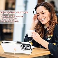 Vista 6 de Folosu Funda compatible con iPhone 15 Pro con soporte para tarjetas, rotación de 360°, soporte de anillo de dedo con función atril, bloqueo RFID