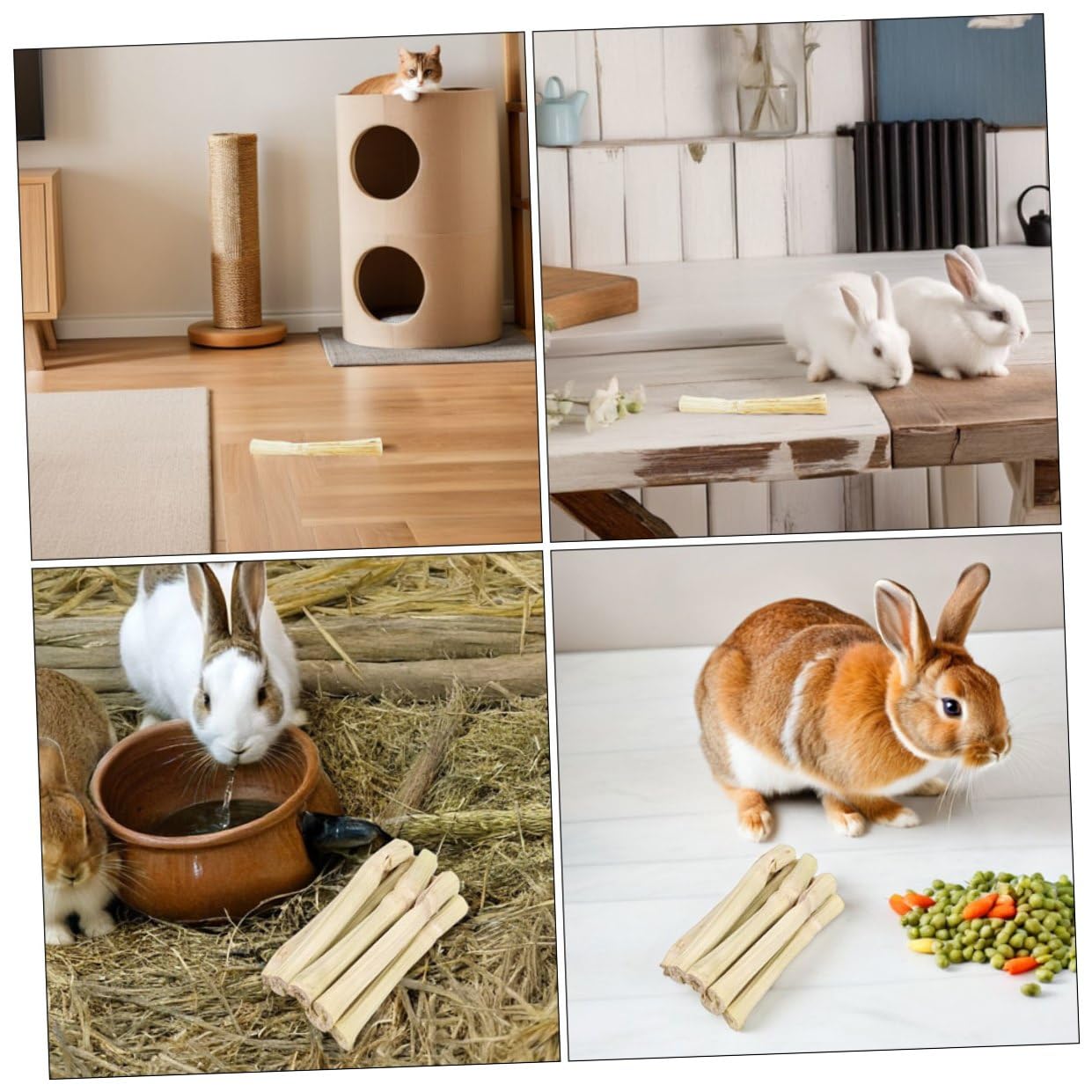 VANZACK Bâtonnets à Mâcher Bambou Naturel pour Lapins et Petits Animaux Friandises Saines pour Dents Jouets pour Rongeurs comme Cobayes Hamsters et Chinchillas