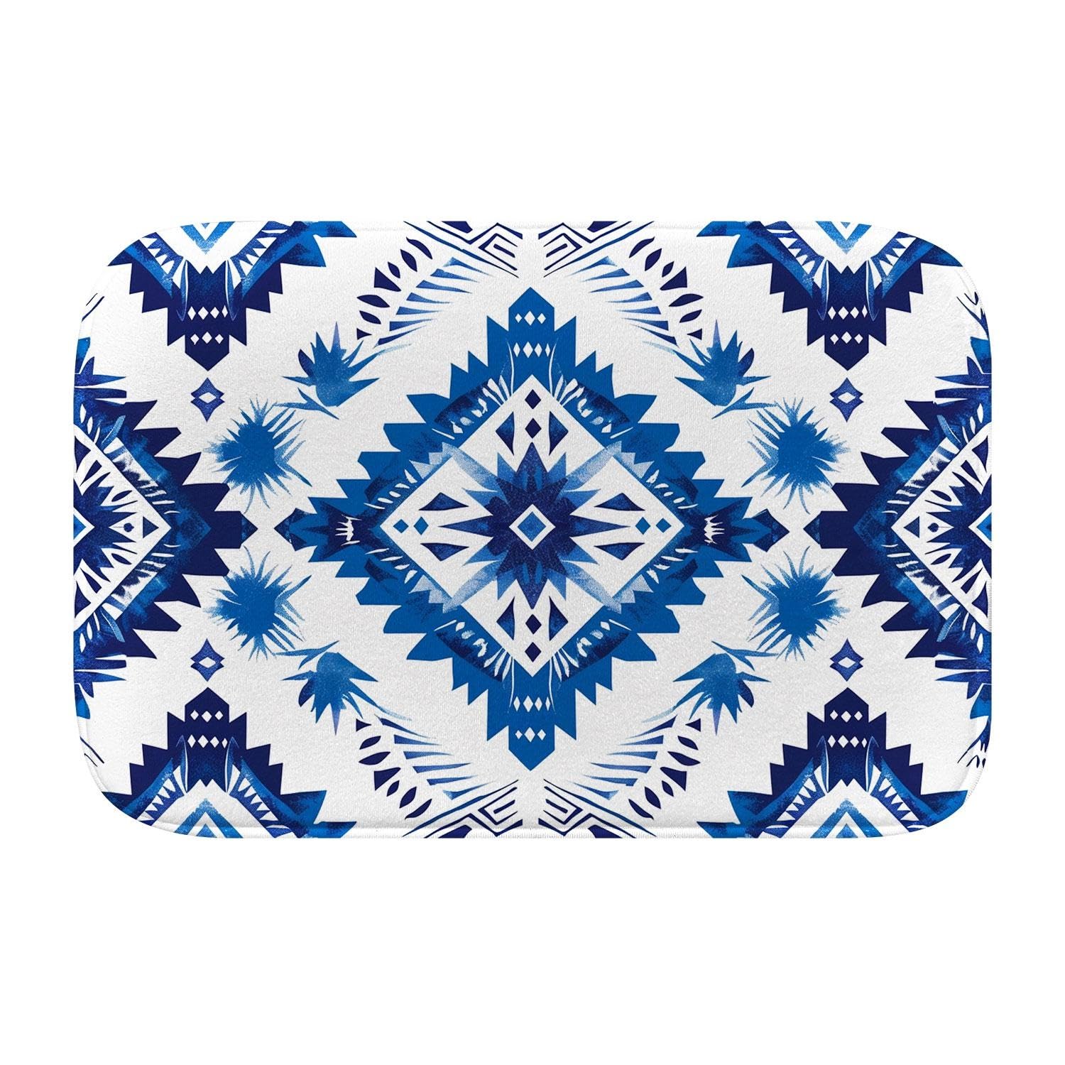 Tapis de bain mousse mémoire de forme antidérapant lavable style bohème M